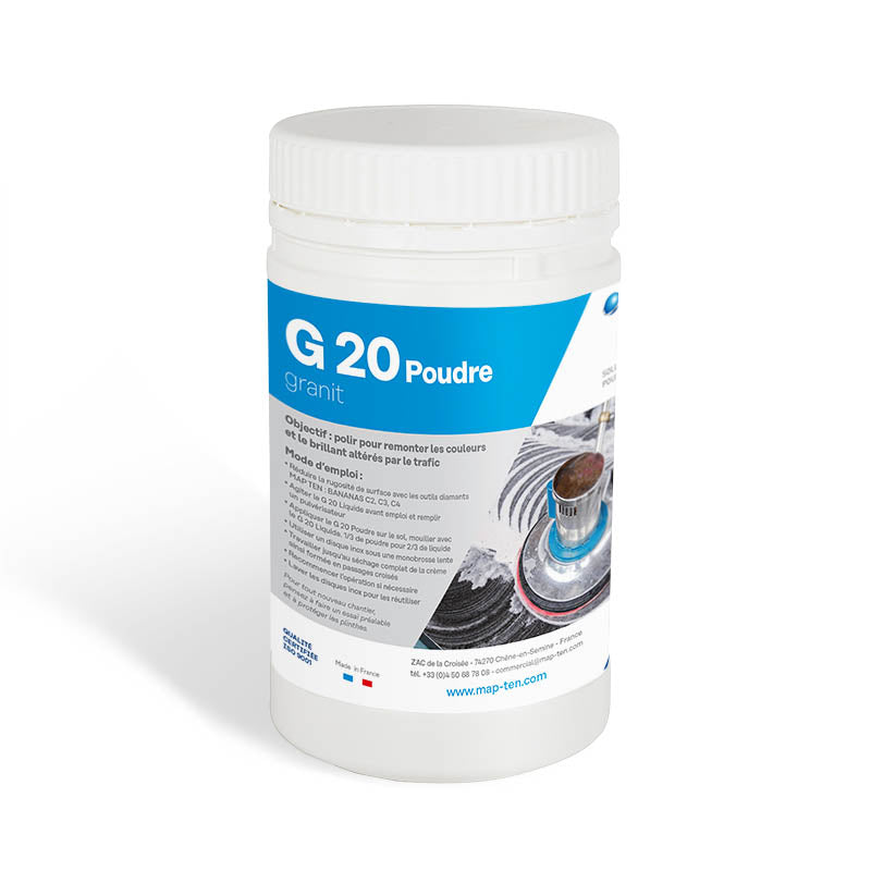 Poudre G20 pour polir et remonter les couleurs du granit (s’utilise avec le G20 liquide) - 1 litre